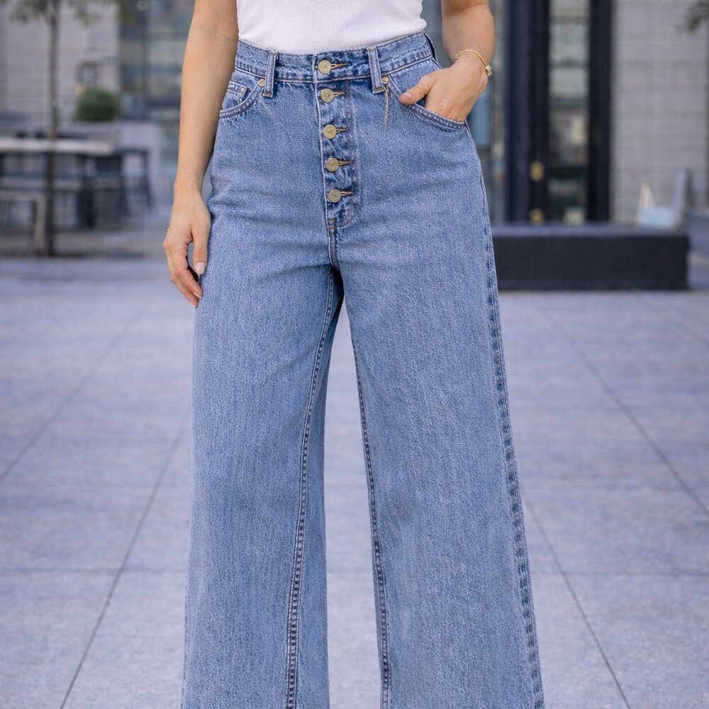 Anthropologie | The Odells Wide-Leg Button-Front Jeans – Size 6